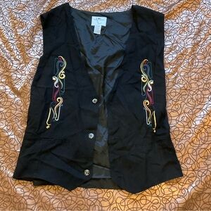 Vintage Index Men Stylish Black Embroidered Vest